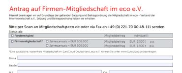 Aufnahmeantrag eco e.V.