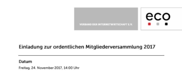 eco Mitgliederversammlung 2017 - Tagesordnung