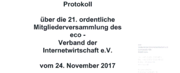 Protokoll: eco Mitgliederversammlung 2017