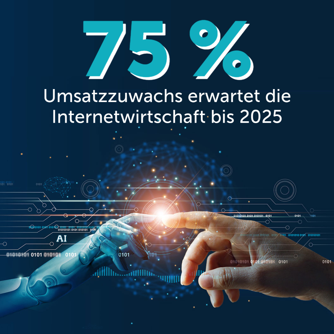 75 Prozent Umsatzzuwachs erwartet die Internetwirtschaft bis 2025 Umsatzzuwachs Internetwirtschaft bis 2025