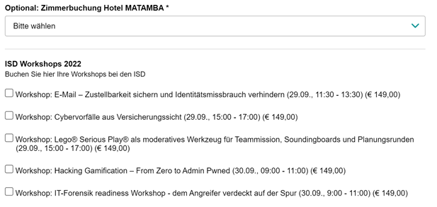 Internet Security Days 2022 - Ticket-Buchung Step 4