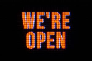 We're Open Logo